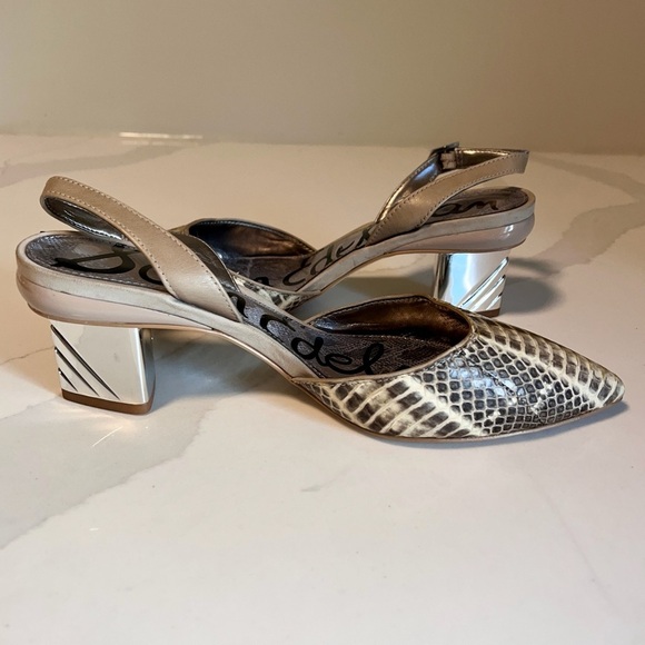 Sam Edelman Carole Slingback Heels Gray & Cream Python with Pointed Toe
Size 6.5 - Picture 5 of 15